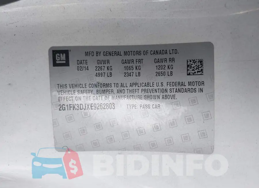2G1FK3DJXE9262803 Photo# 9