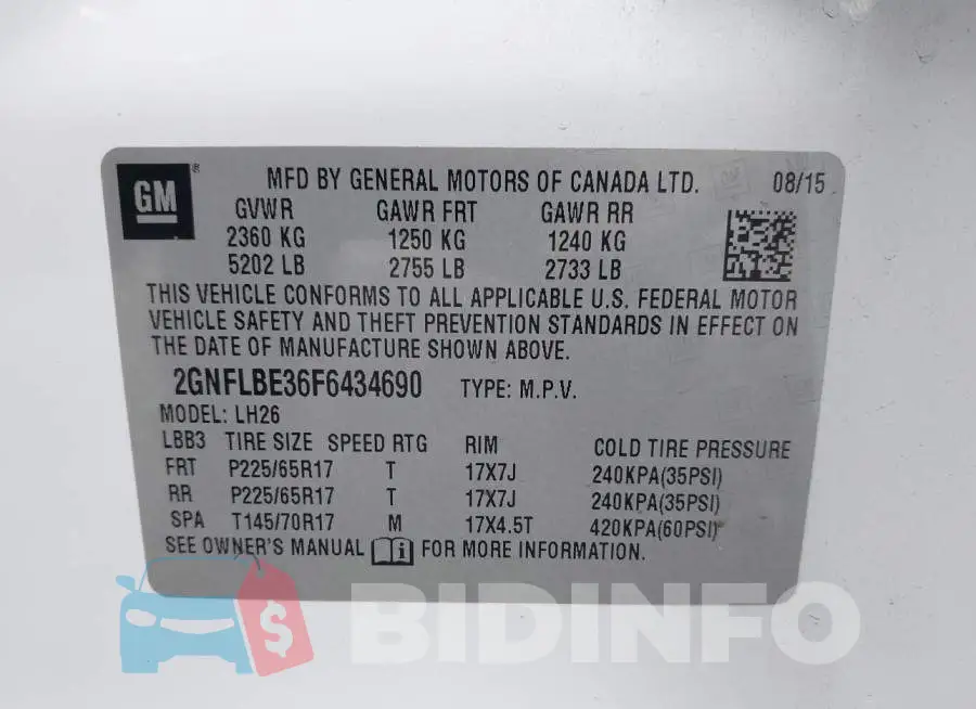 2GNFLBE36F6434690 Photo# 9