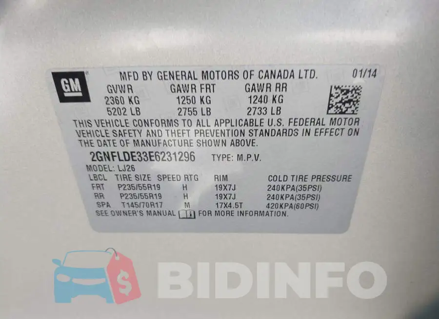 2GNFLDE33E6231296 Photo# 9