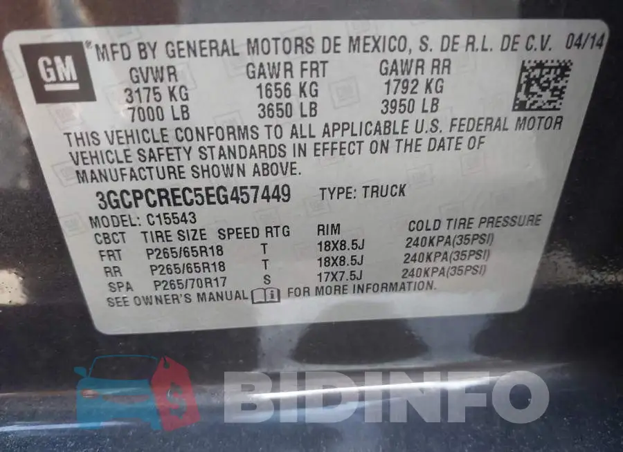 3GCPCREC5EG457449 Photo# 9