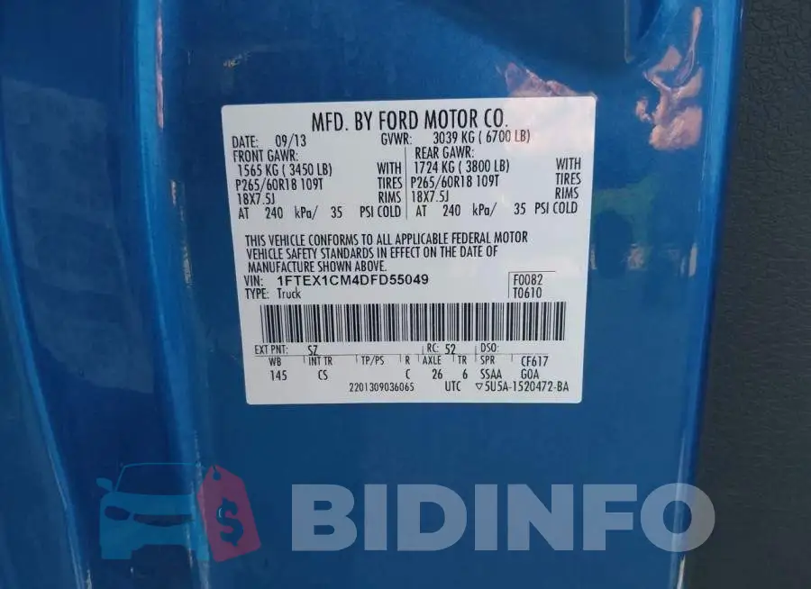 1FTEX1CM4DFD55049 Photo# 9