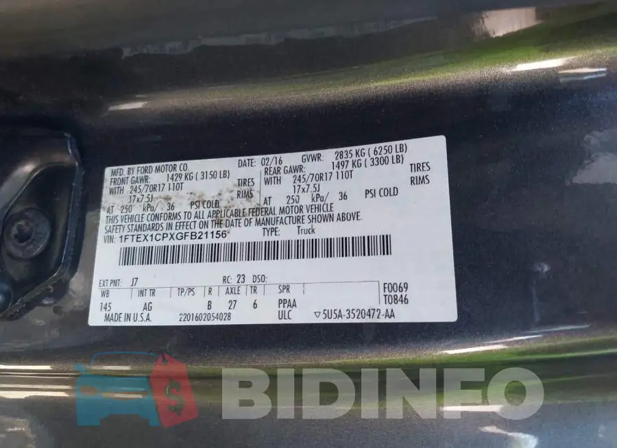 1FTEX1CPXGFB21156 Photo# 9
