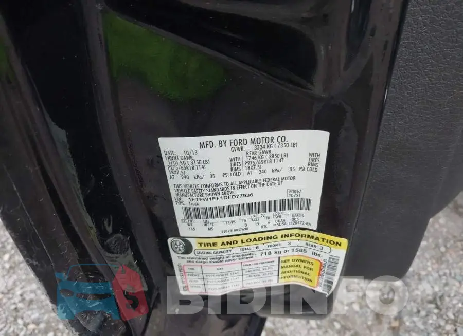1FTFW1EF1DFD77936 Photo# 9
