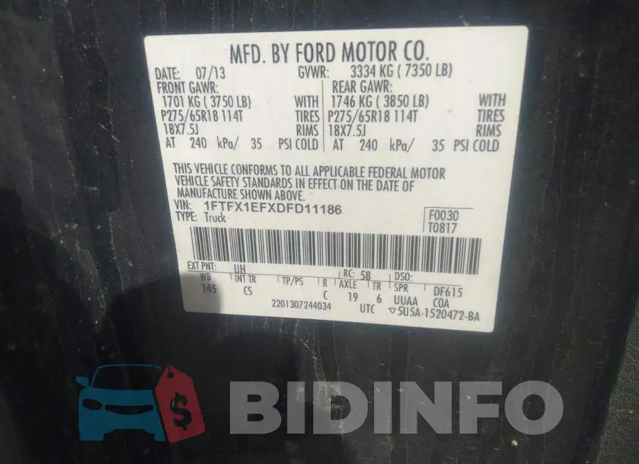 1FTFX1EFXDFD11186 Photo# 9