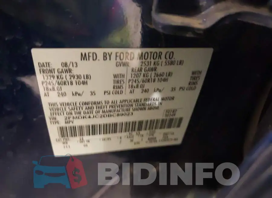 2FMDK4JC2DBC89023 Photo# 9
