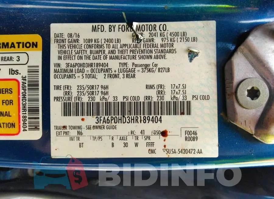 3FA6P0HD3HR189404 Photo# 9