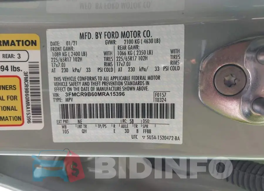 3FMCR9B60MRA15396 Photo# 9