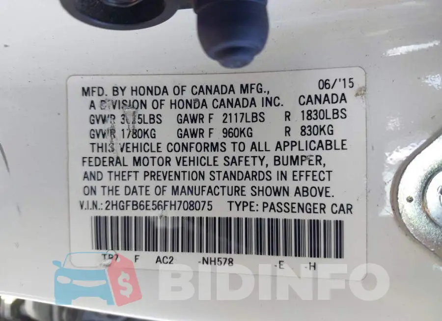 2HGFB6E56FH708075 Photo# 9