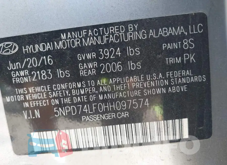 5NPD74LF0HH097574 Photo# 9