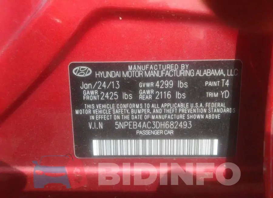 5NPEB4AC3DH682493 Photo# 9