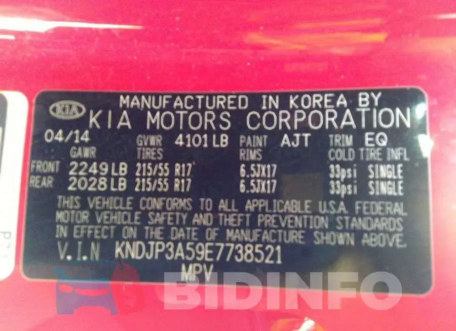 KNDJP3A59E7738521 Photo# 9
