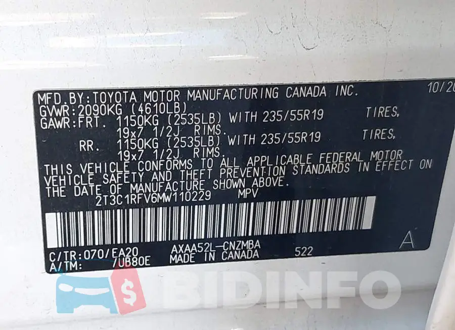 2T3C1RFV6MW110229 Photo# 9