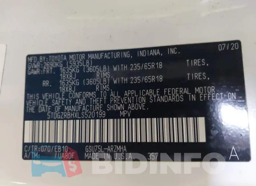 5TDGZRBHXLS520199 Photo# 9