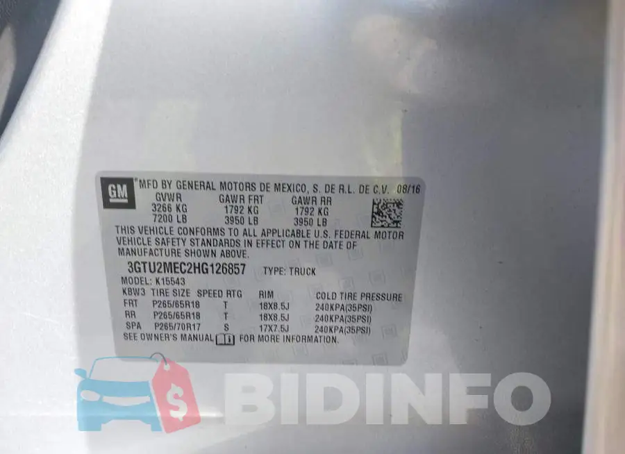 3GTU2MEC2HG126857 Photo# 9