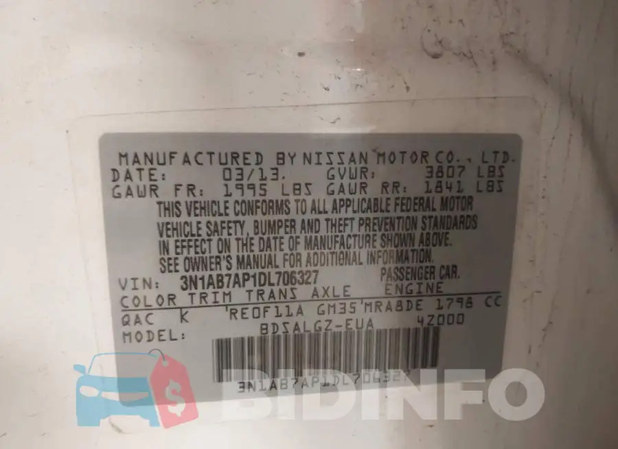 3N1AB7AP1DL706327 Photo# 9