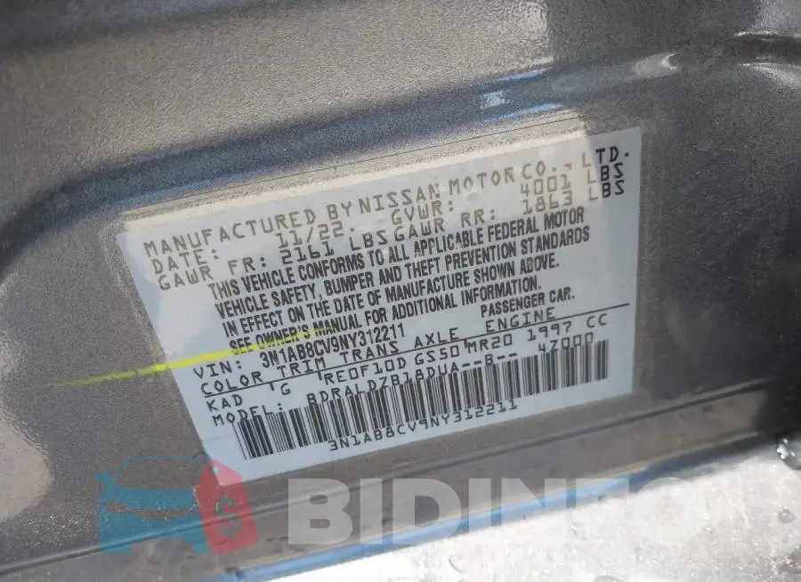3N1AB8CV9NY312211 Photo# 9