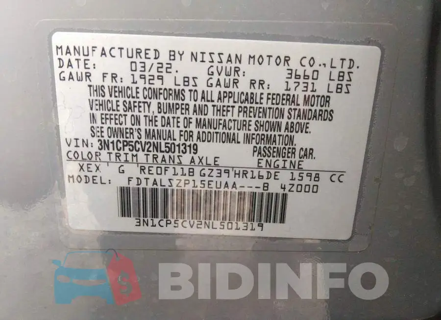 3N1CP5CV2NL501319 Photo# 9