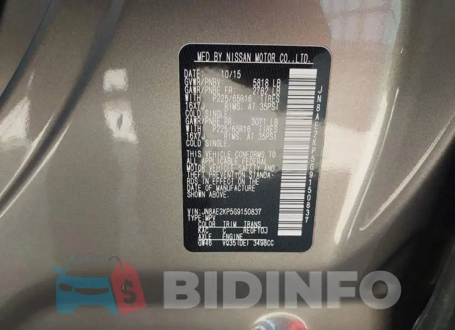 JN8AE2KP5G9150837 Photo# 9