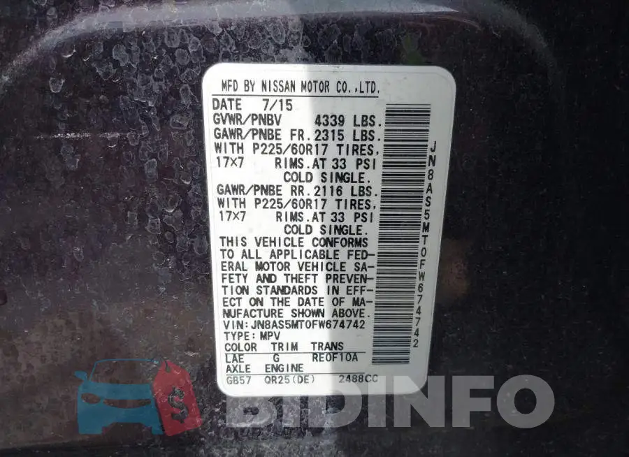 JN8AS5MT0FW674742 Photo# 9