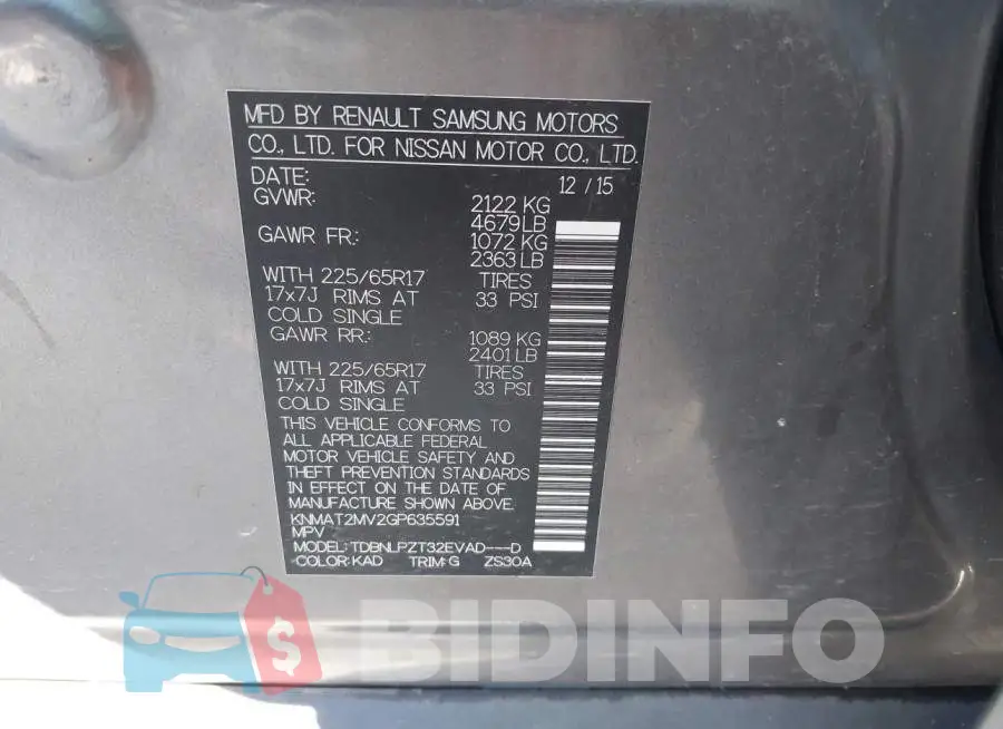 KNMAT2MV2GP635591 Photo# 9