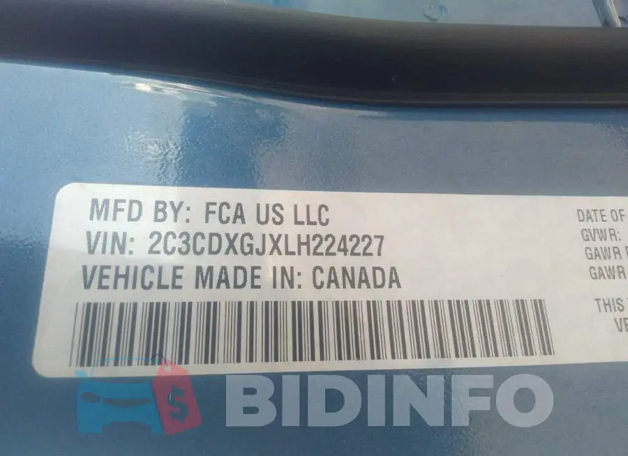 2C3CDXGJXLH224227 Photo# 9