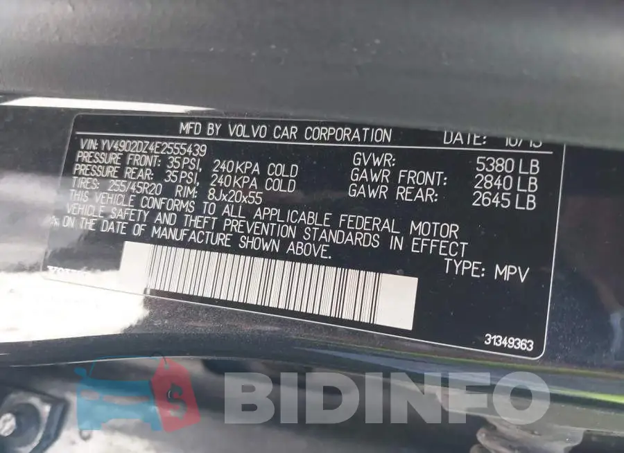 YV4902DZ4E2555439 Photo# 9