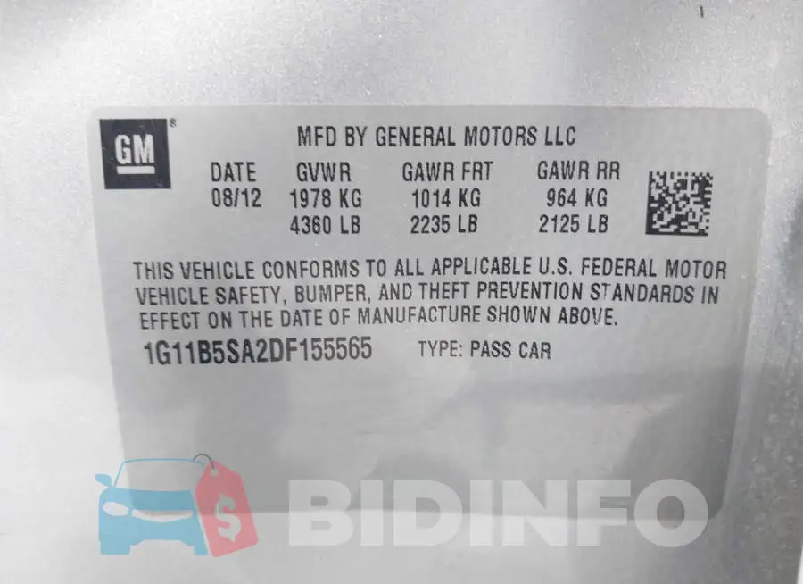 1G11B5SA2DF155565 Photo# 9