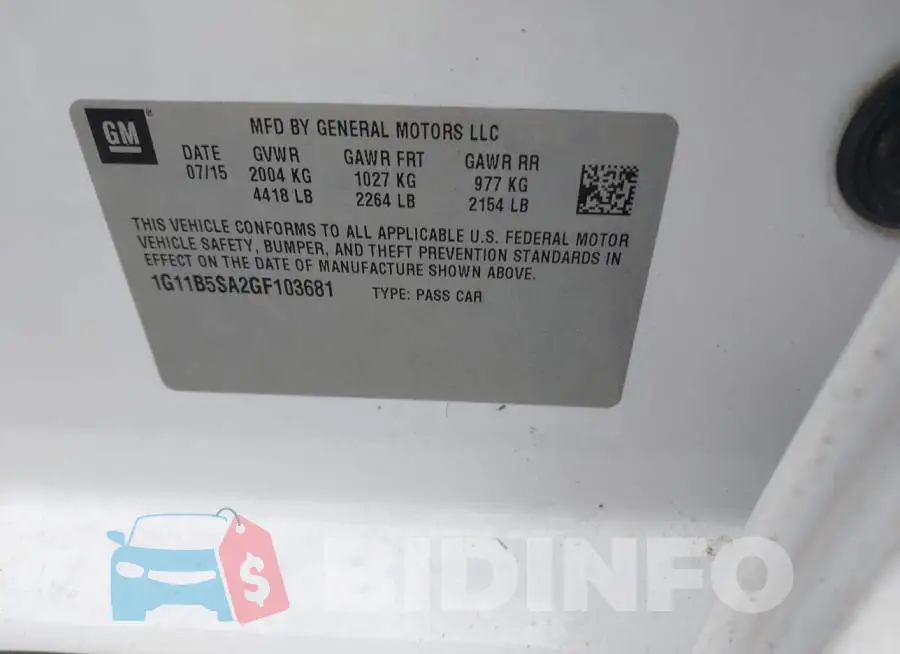 1G11B5SA2GF103681 Photo# 9