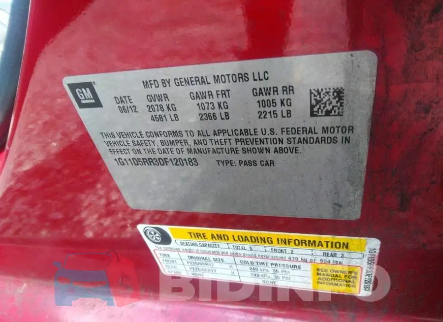 1G11D5RR3DF120183 Photo# 9