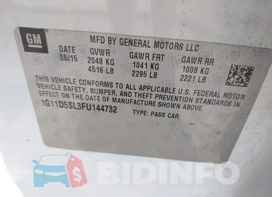 1G11D5SL3FU144732 Photo# 9