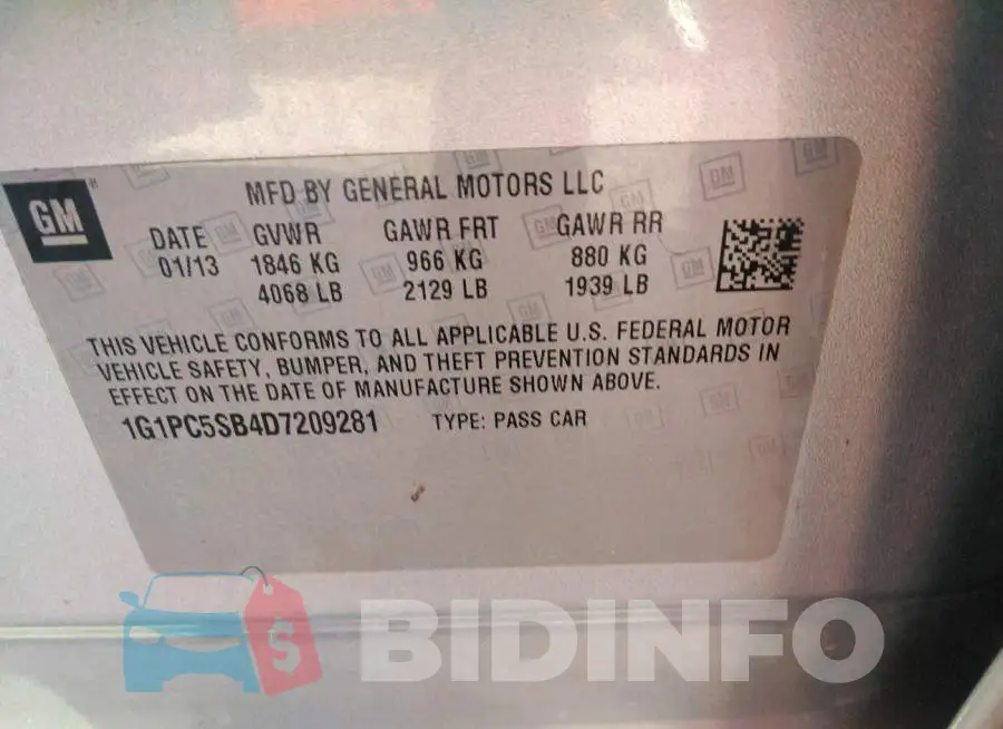 1G1PC5SB4D7209281 Photo# 9