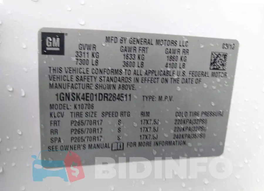 1GNSK4E01DR284511 Photo# 9