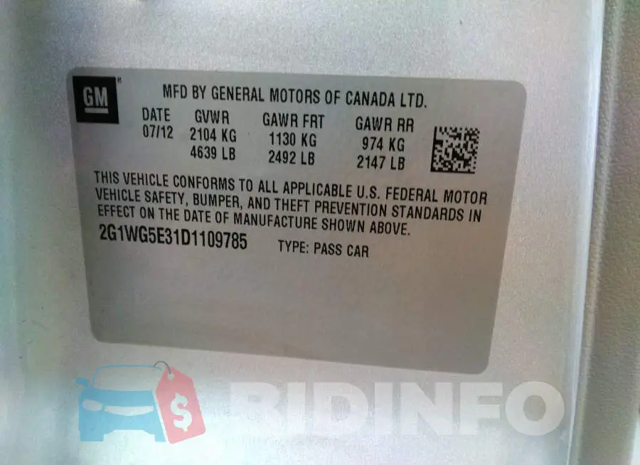 2G1WG5E31D1109785 Photo# 9