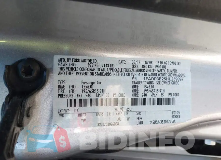 1FADP3E25HL239097 Photo# 9