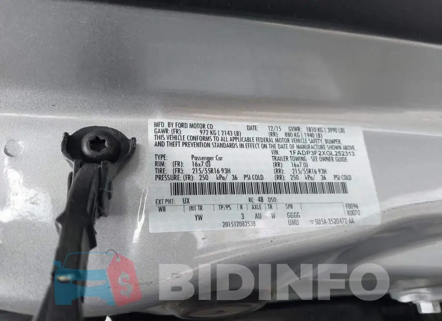 1FADP3F2XGL252313 Photo# 9