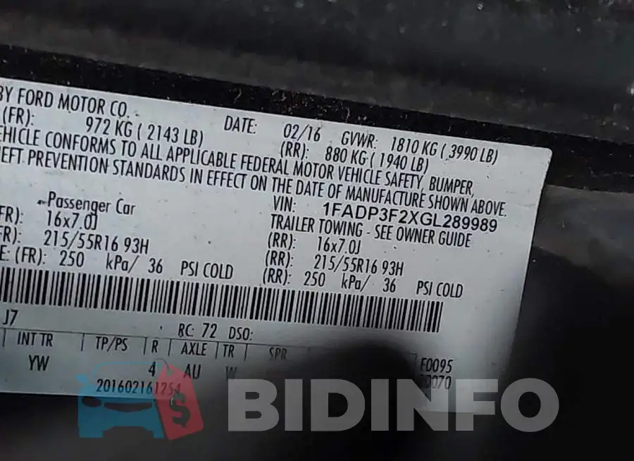 1FADP3F2XGL289989 Photo# 9