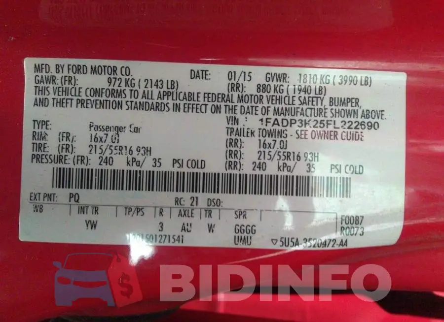 1FADP3K25FL222690 Photo# 9