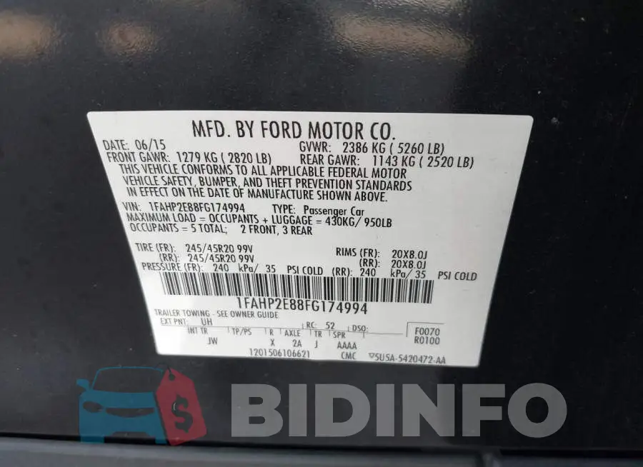 1FAHP2E88FG174994 Photo# 9