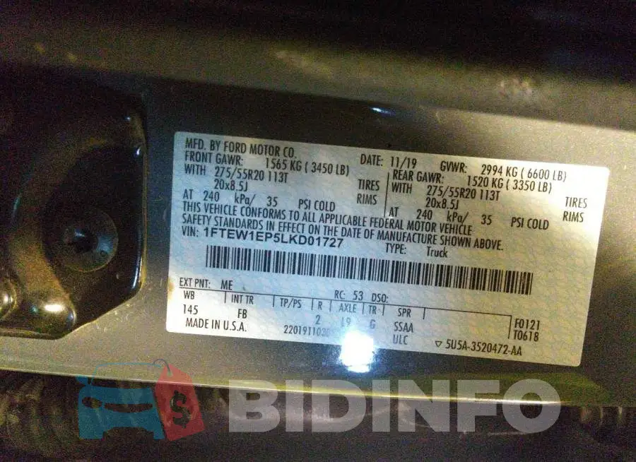 1FTEW1EP5LKD01727 Photo# 9