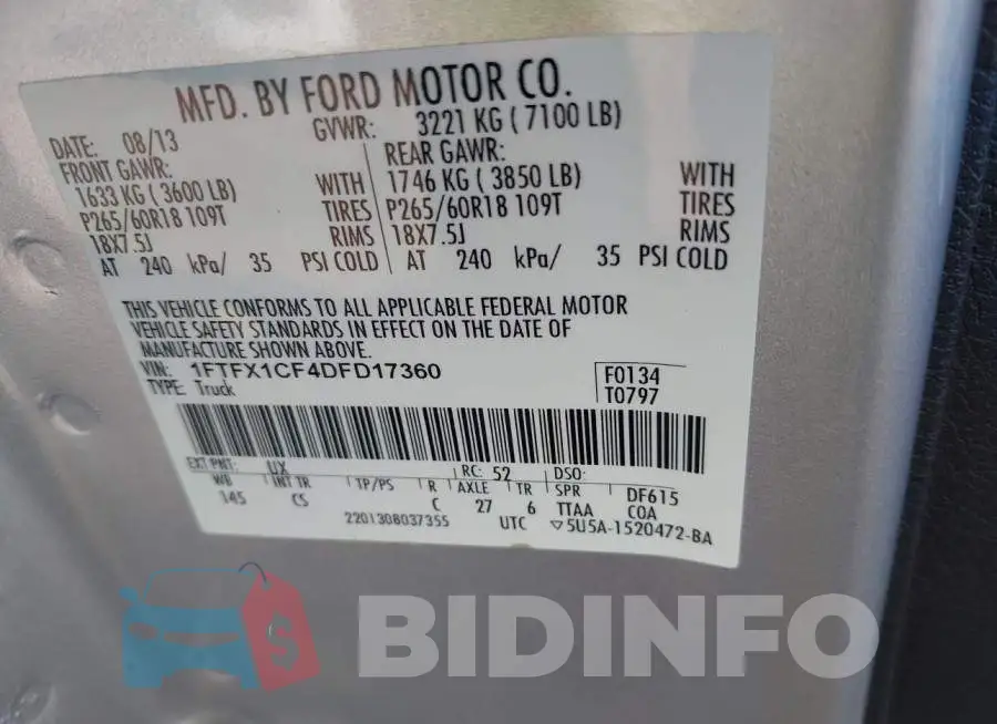1FTFX1CF4DFD17360 Photo# 9
