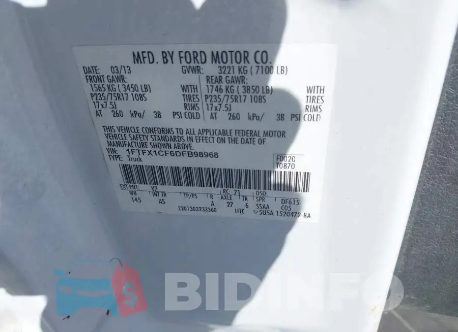 1FTFX1CF6DFB98968 Photo# 9
