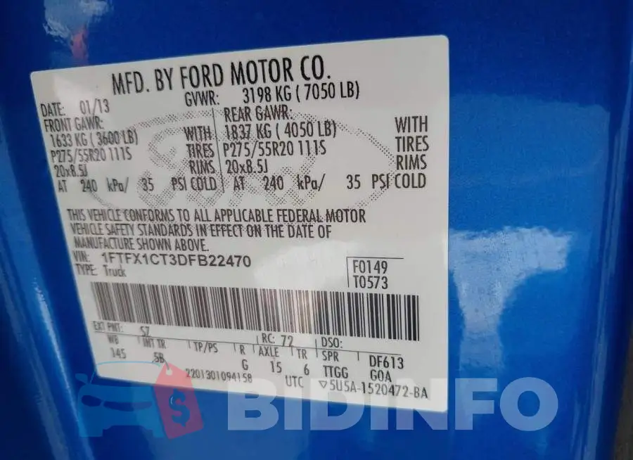 1FTFX1CT3DFB22470 Photo# 9