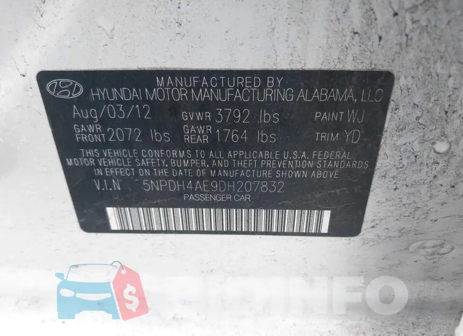5NPDH4AE9DH207832 Photo# 9