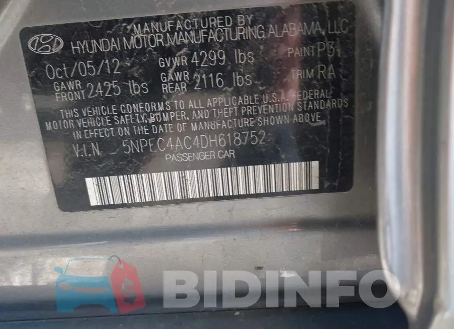 5NPEC4AC4DH618752 Photo# 9