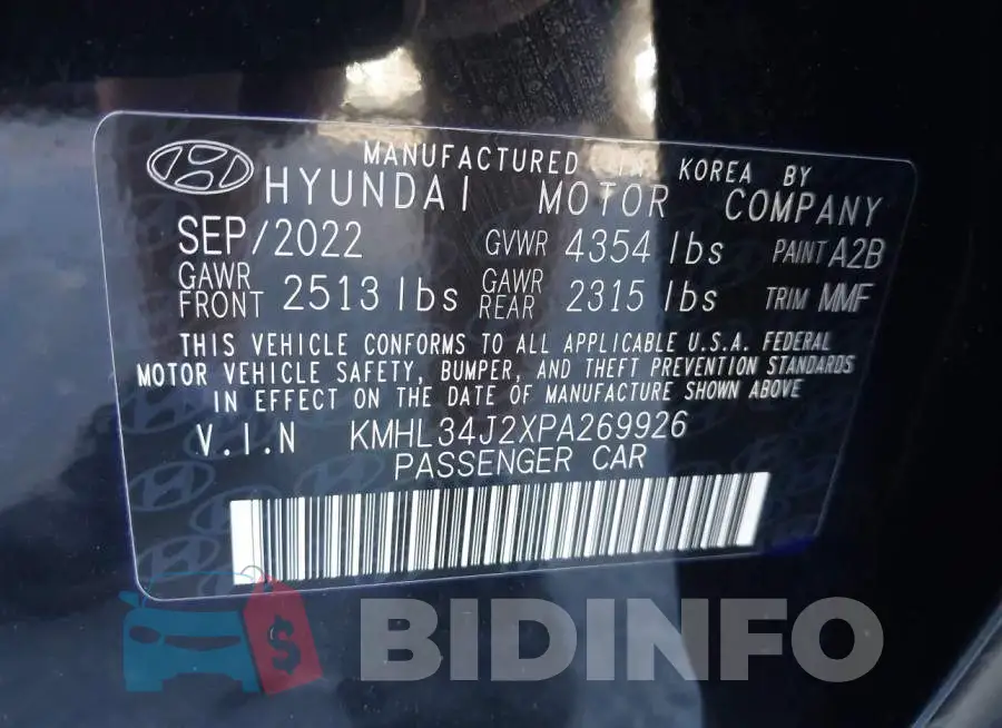KMHL34J2XPA269926 Photo# 9