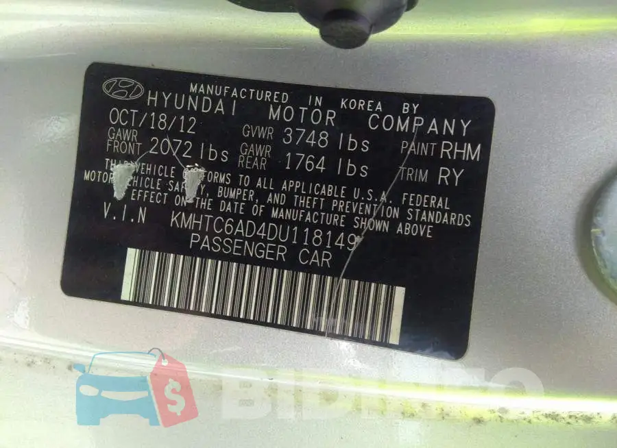KMHTC6AD4DU118149 Photo# 9