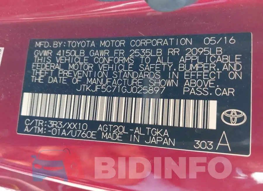 JTKJF5C71GJ025897 Photo# 9