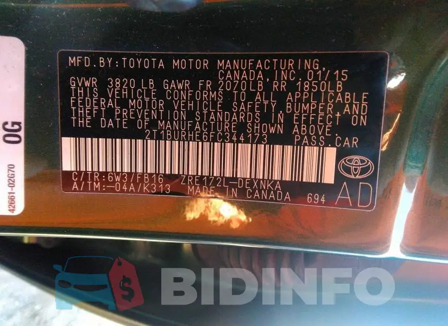 2T1BURHE6FC344173 Photo# 9