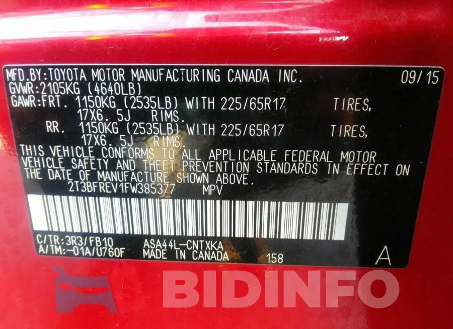 2T3BFREV1FW385377 Photo# 9