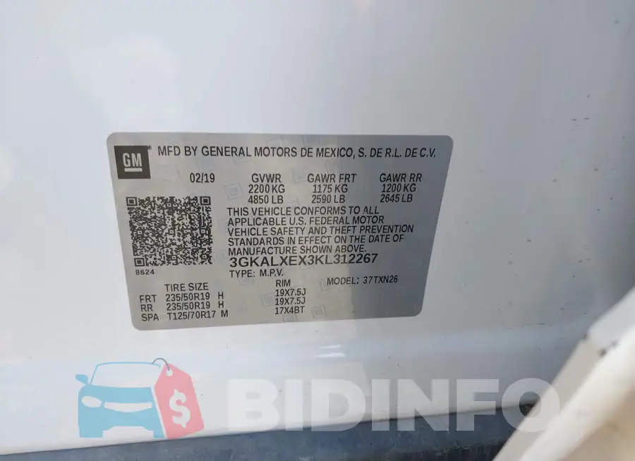 3GKALXEX3KL312267 Photo# 9